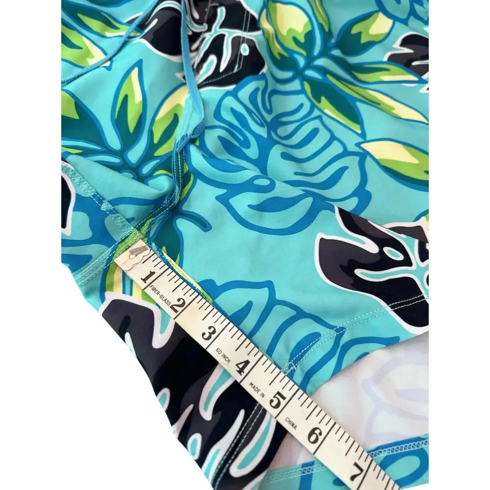 Hurley Cannonball Volley Swim Shorts Men XL‎ Aqua Tropical Leaf